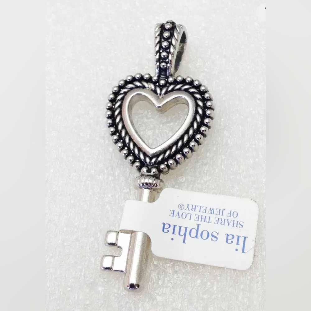 Lia Sophia   KEY TO MY HEART Key w/ Heart Slide in Silver Tone